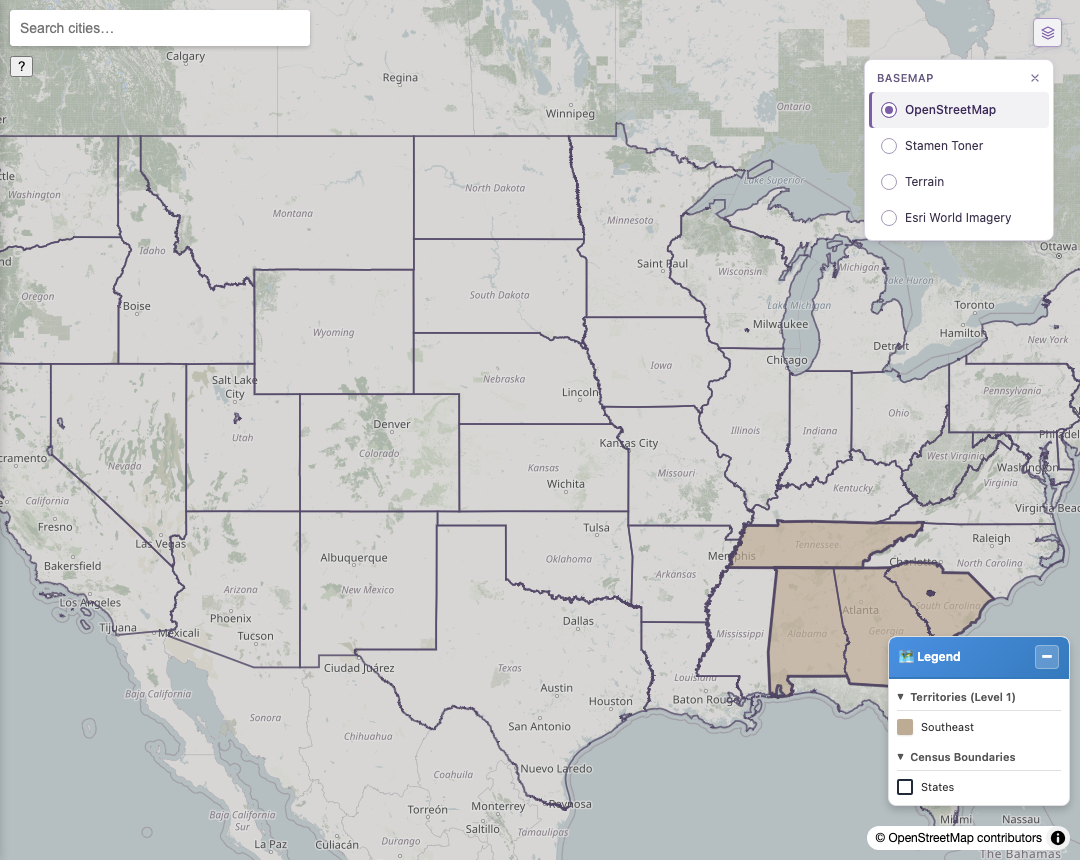 The background map list