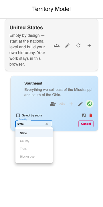 The census-area menu