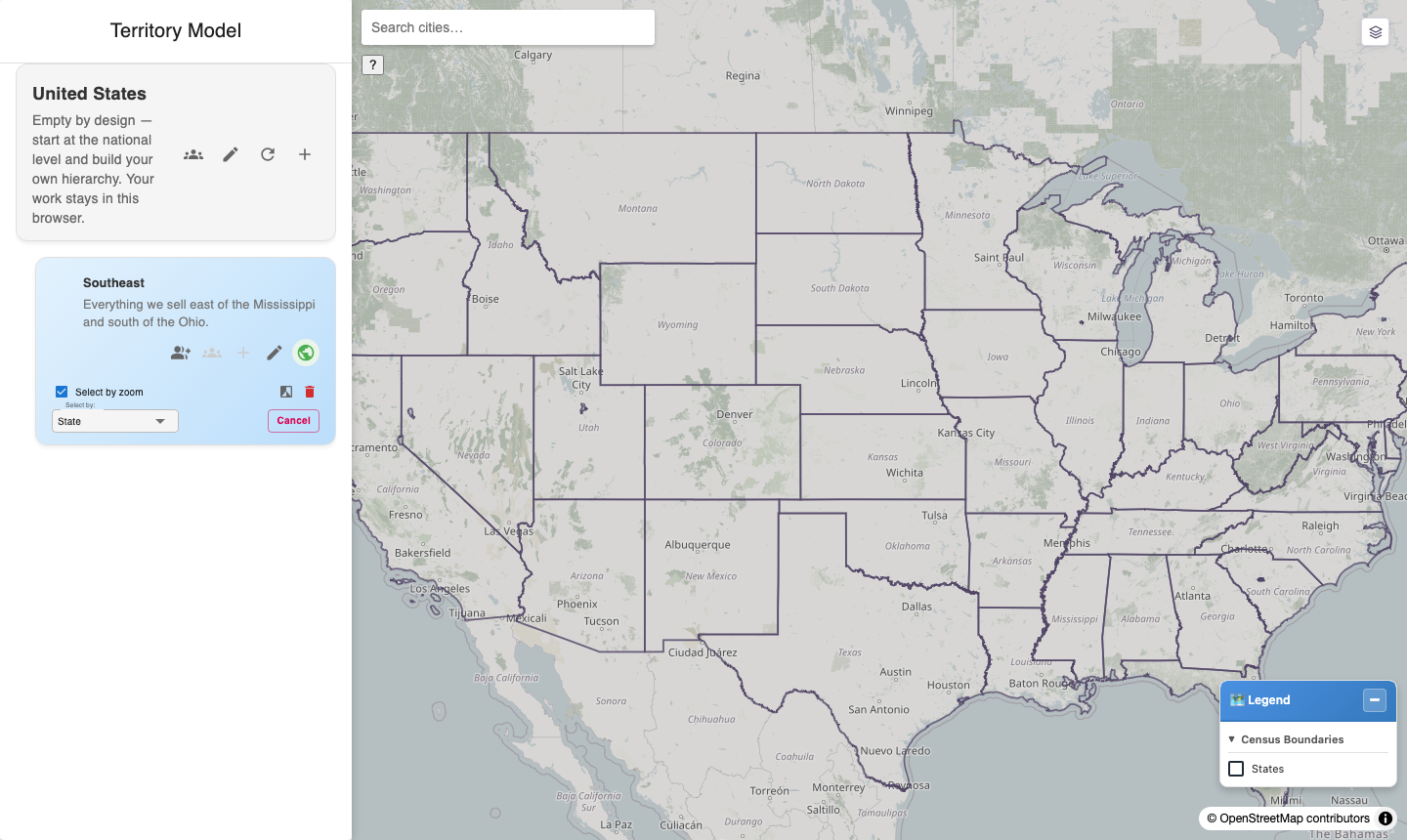 Map management mode turned on