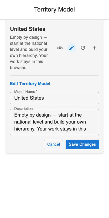 Renaming the territory model