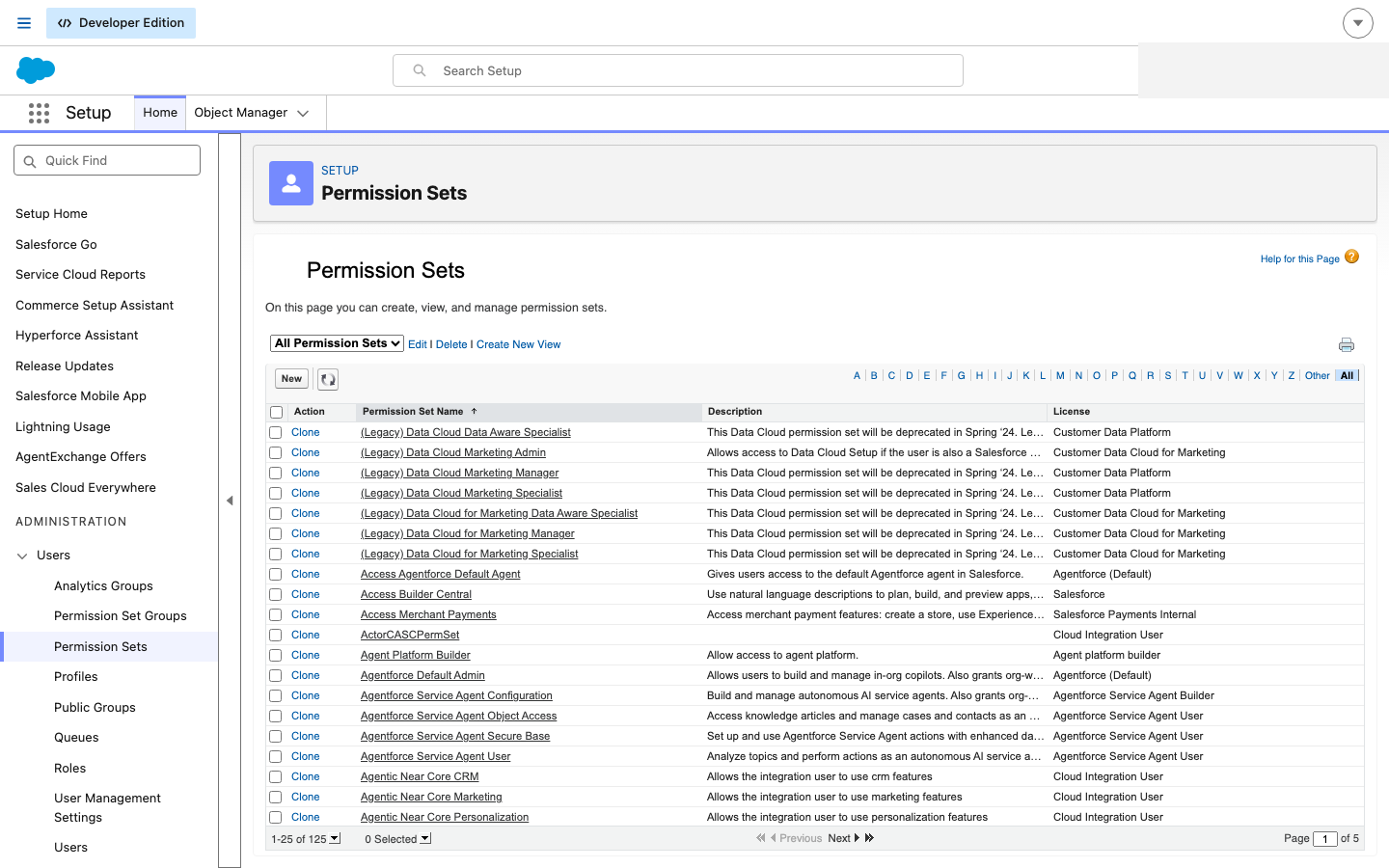 Permission Sets in Salesforce Setup