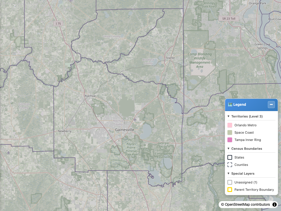 The Unassigned area of the demo model